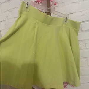 Divided Lime Green Circle Skater Skirt
